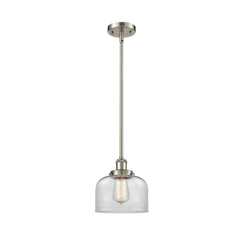 Mini luminaire suspendu en forme de tige 8 po Ballston Urban Bell, Clair, Nickel satiné brossé, Ampoule non incluse