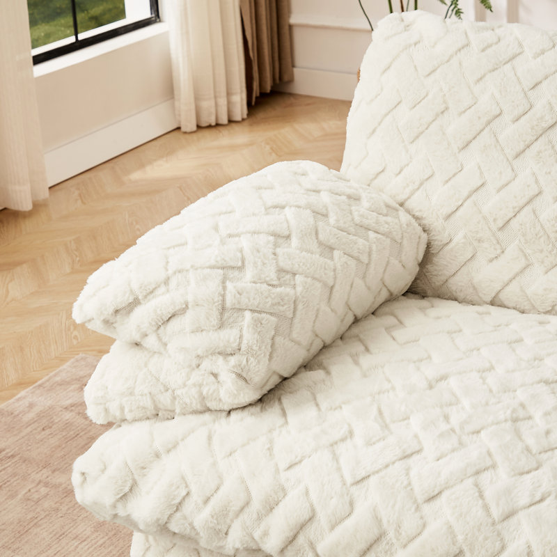 Fauteuil pivotant à compression complète avec dossier ergonomique, velours côtelé blanc, toucher doux, plancher rotatif à 360 degrés dans l'emballage, excellente rétention de la chaleur, pour la lecture