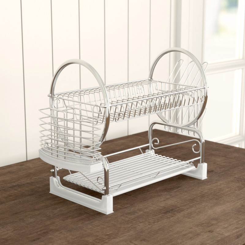 2 Tier Dish Drainer with Tray I, White