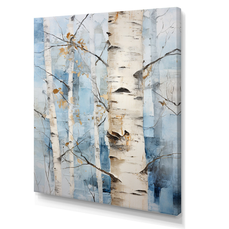 Bouleaux blancs, forêt, paysage d'hiver - arbre, art mural, H 44 po x l 34 po x P 1,5 po, Toile tendue