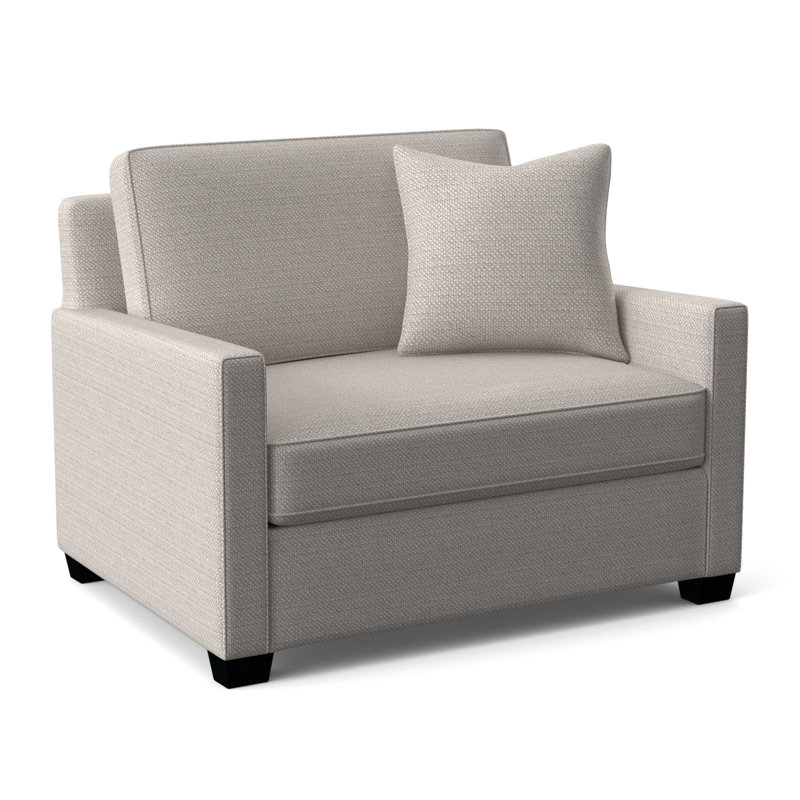 Nicklaus Upholstered 49'' Sleeper Sofa, Black Finish, White Textured Performance; 0865-91, Gel Memory Foam Mattress