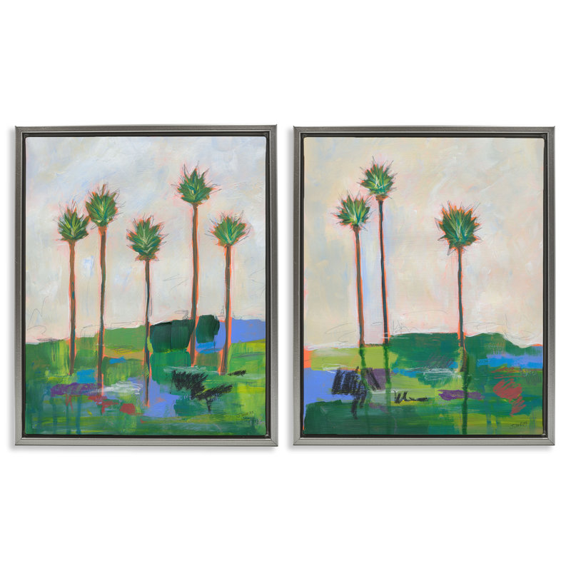  «Brushed Palm Landscape», ensemble de 2 toiles flottantes encadrées par Jan Weiss, H 31 po x l 25 po
