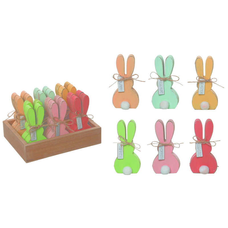  Ensemble de 12 décorations en bois 7,87 po Multicolor