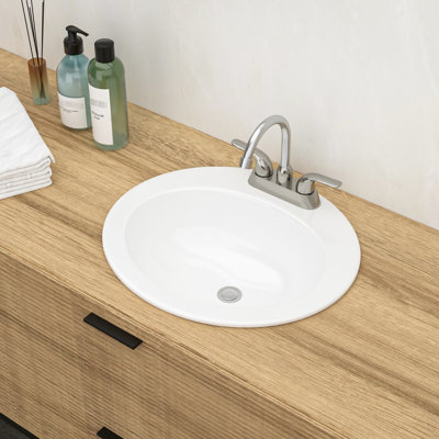 Lavabo de salle de bain ovale encastré en céramique blanc de 20 po x 18 po - Style moderne, teinté, s'adapte à plusieurs environnements Moderne, élégant, teinté - pour différentes utilisations