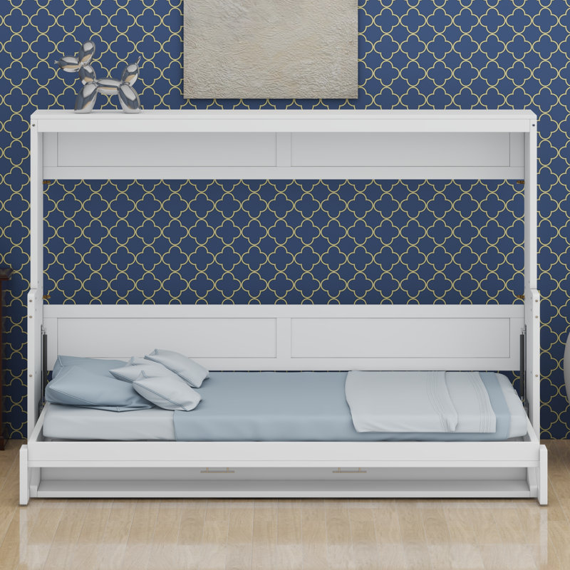 Lit escamotable peu encombrant avec mécanisme de levage hydraulique et bureau intégré pour un bureau à domicile moderne