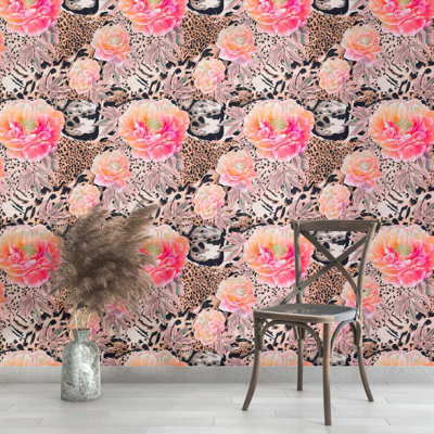 Papier peint adhésif à motif animalier L 96 po x l 24 po N013214