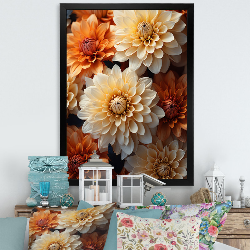Corail choristes charmants orange, Cadre photo noir, H 20 po x l 12 po x P 1 po