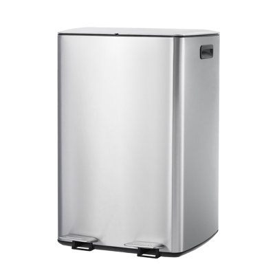 Poubelle double en acier inoxydable 16 gallons (60 L) avec seaux intérieurs en plastique pour la cuisine et le salon