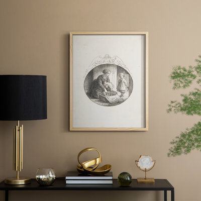 Reproduction encadrée vintage en bois massif