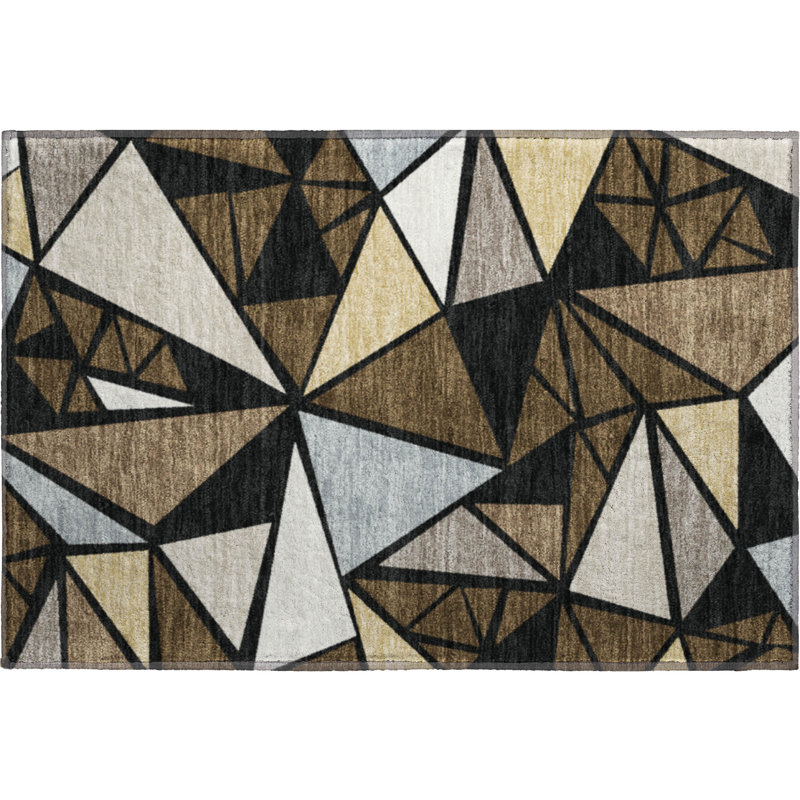Tapis géométrique de qualité supérieure lavable à la machine Ketterer AMF1039, Rectangle 1'8" x 2'6"