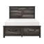 Grand lit plateforme gris, style traditionnel, rangement, bois et bois d'ingénierie