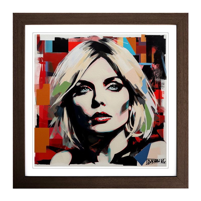 Debbie Harry Constructivism - Single Picture Frame Print on Wood, Walnut