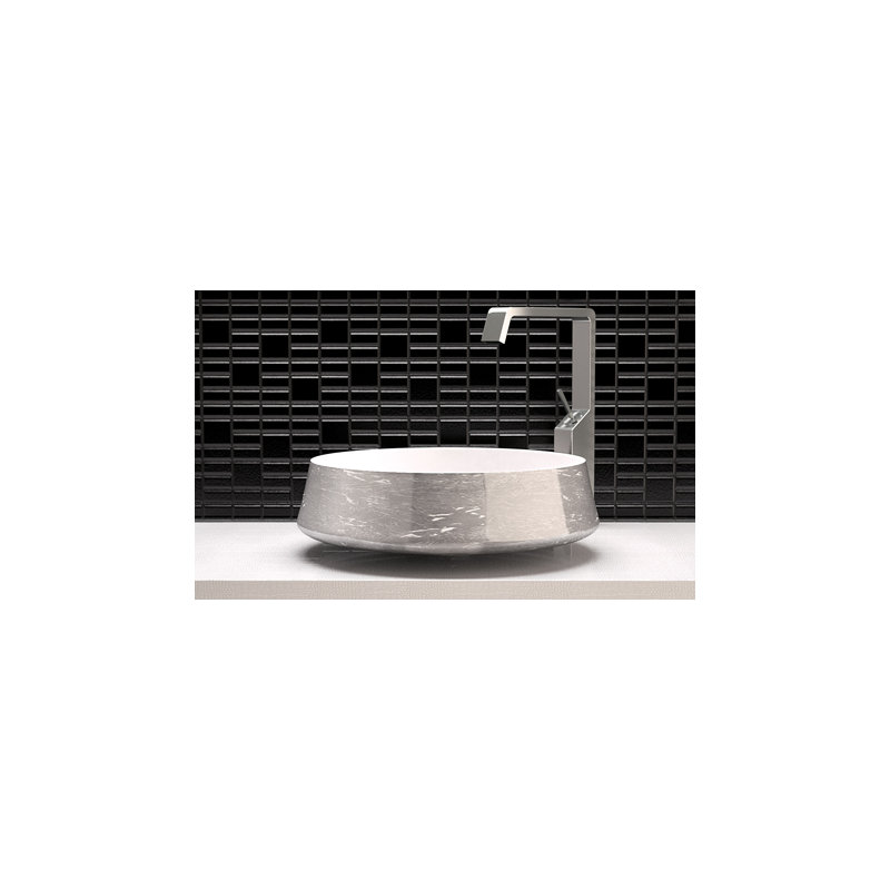 Exte 16.5'' L Bathroom Sink, White-Silver