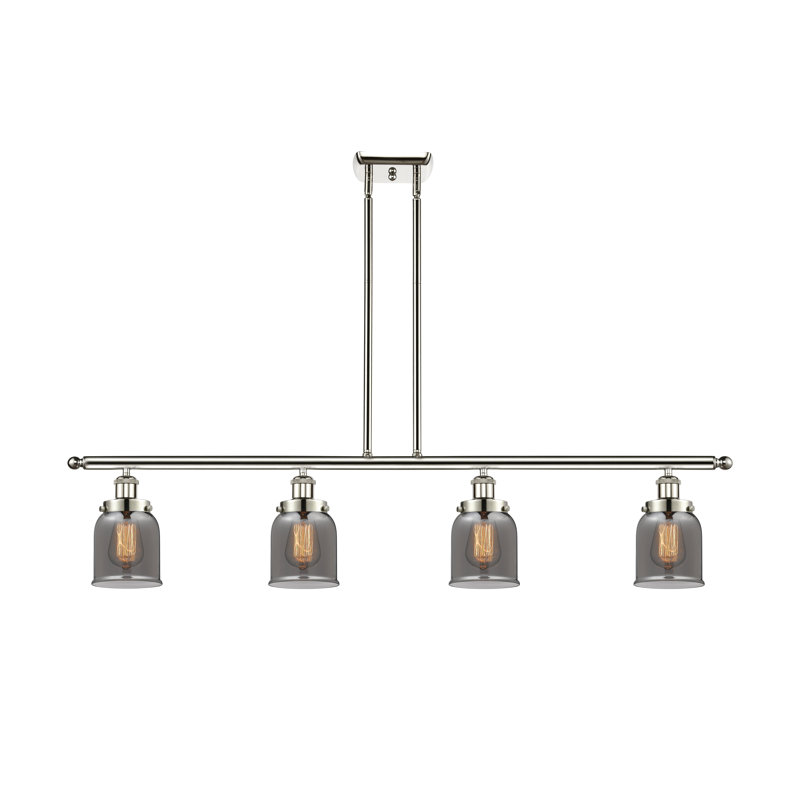 Luminaire suspendu pour îlot de cuisine 4 lumières Clara, Plaqué couleur fumée, Ampoule non incluse, Nickel poli