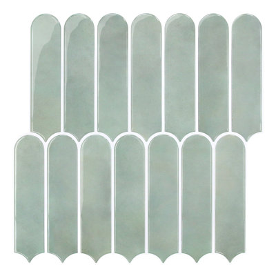 10-Piece Thicker 3D Peel and Stick Tile Backsplash, 12"x12" Fish Scale Self-Adhesive Wall Tiles for Kitchen & Bathroom — 2.5mm Thick, Waterproof, Heat Resistant, Easy to Install, Covers 10 sq.ft-Green Mist