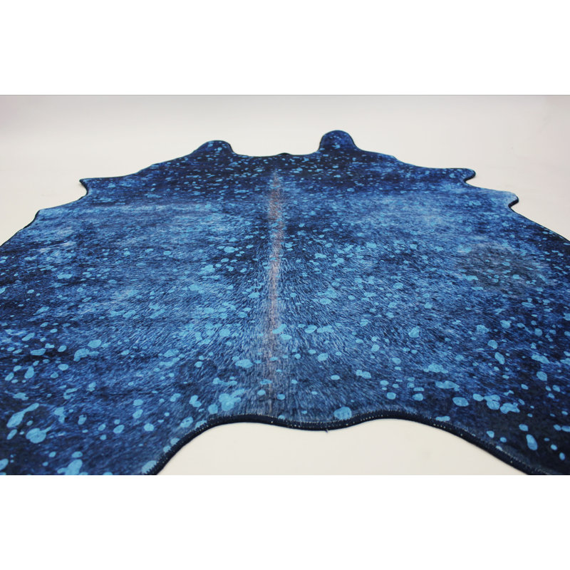 Tapis bleu marine à imprimé animal Boursiquot
