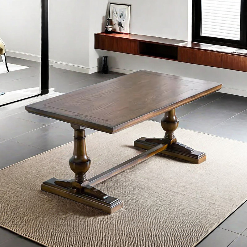 Rectangular dining table in solid oak wood, 29.53"H x 62.99"L x 31.5"W