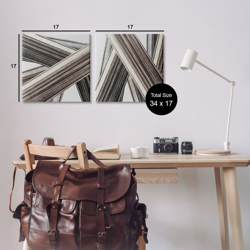 Industrial Linear Crisscross 2 PC Canvas Wall Art Set by PI Studio, 17" H x 17" W