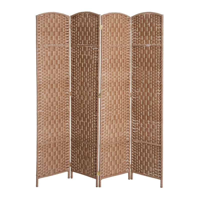 Roche 4 Panel Folding Room Divider Privacy Screen Indoor Home Decoration, 4, 71" H x 71" W x 0.75" D, Natural Wood