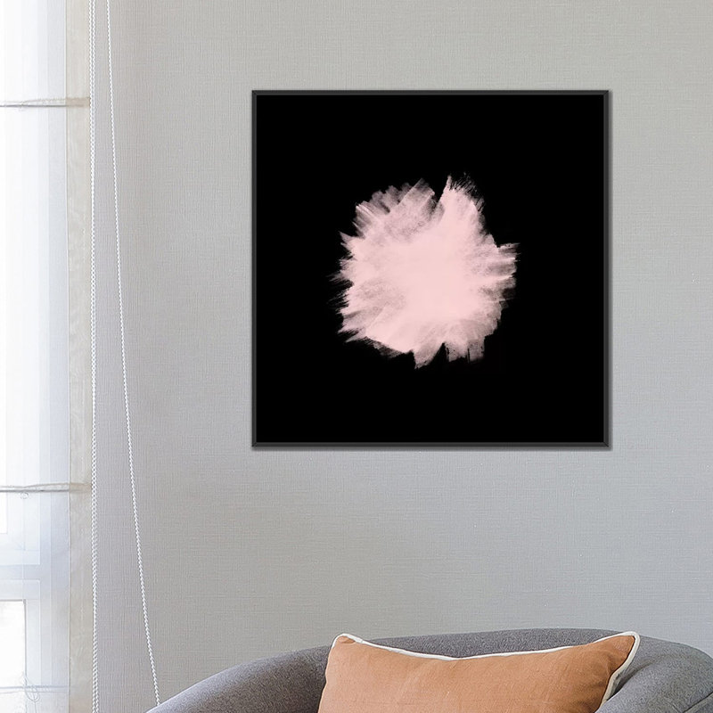 «Pale Pink on Black», impression sur toile, H 18 po x l 18 po x P 1,5 po, Toile encadrée noire, Pas de tapis