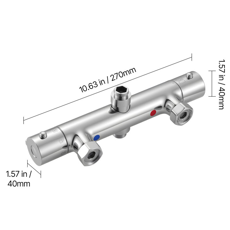 Thermostatic Shower Faucet Valve, 38? Secure Lock Thermostatic Mixing Valve, Hot Cold Water Showering Faucet Temperature Control Valves with Consistent Water Temperature for Bathroom, RV, Camper