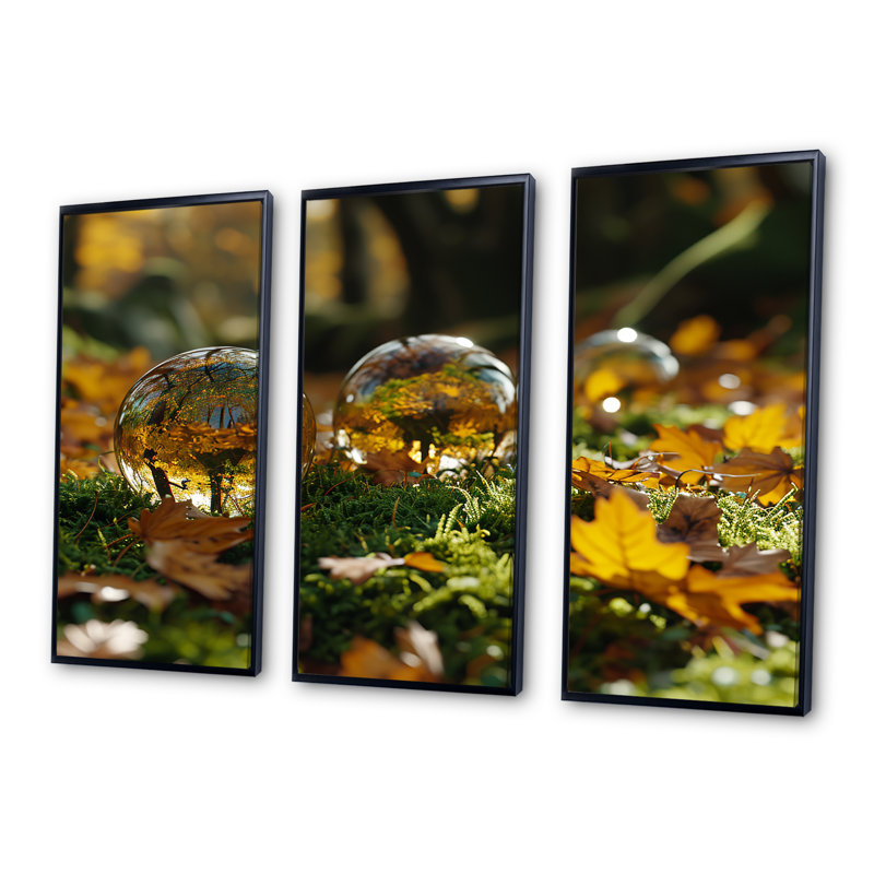 Dimatteo - Ensemble d'art mural paysage abstrait, H 28 po x l 36 po x P 1 po, Cadre flottant noir