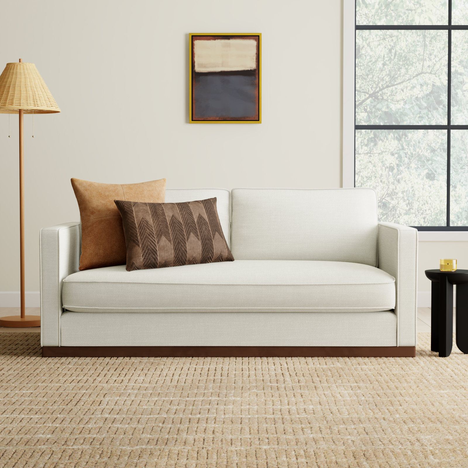 Bobbi 73'' Upholstered Loveseat , Flannigan Cotton White Performance Weave