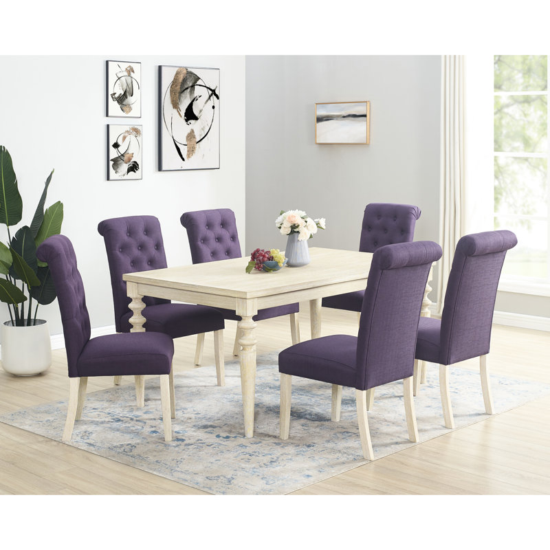 7 Dining Compilation: Rectangular Table With Magnificent Turned Legs & 6 Seat Pieces Combination: Cool Padded Seats