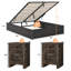 Ensemble de chambre à coucher rustique 3 pièces avec cadre de lit de rangement grand format et 2 tables de chevet, noir-118690766-118690767