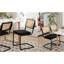 Ensemble de 4 chaises d'appoint rembourrées en velours avec dossier en rotin tissé à la main et pieds chromés, noir classique