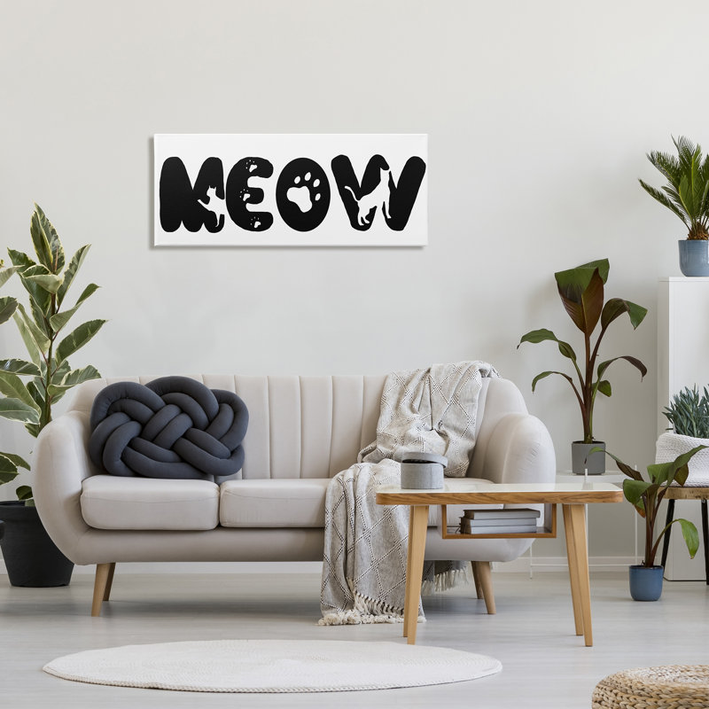 «Meow Expression», art textuel, Toile tendue, H 17 po x l 40 po