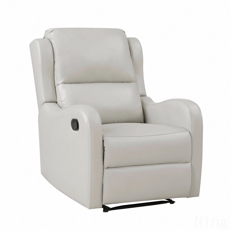 Taupe Faux Leather Recliner - Comfort Seating, Solid Wood Frame, Living Room Furniture