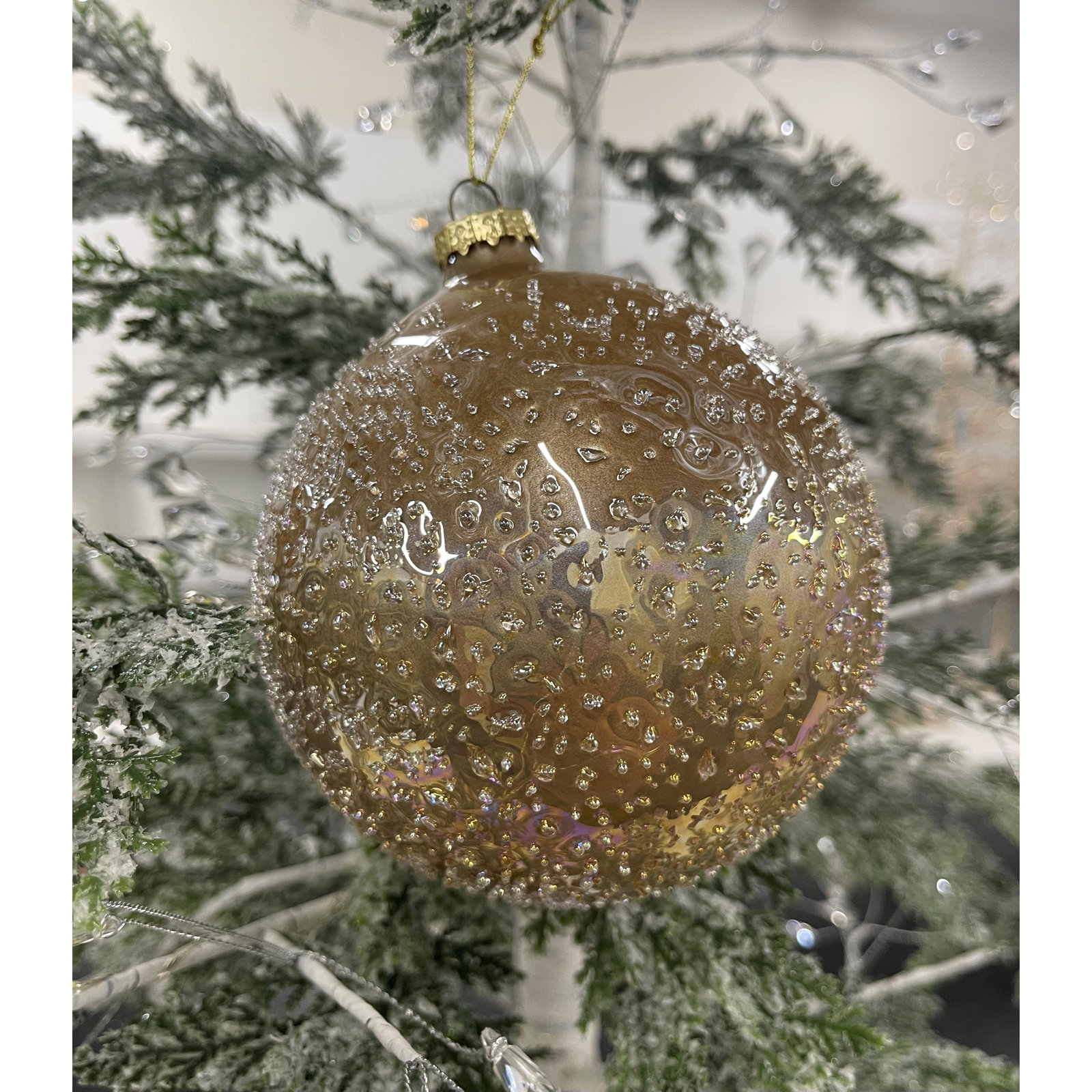 Cele 4.75'' Glass Animals Ball Ornament, Dark Gold