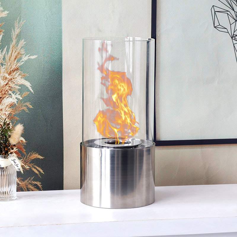 Bio-Ethanol Outdoor Tabletop Fireplace with Flame Guard, 26cm H x 12.5cm W x 12.5cm D