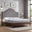 Solid Wood Bed Frame with Upholstered Headboard, Modern Design, No Box Spring Needed-1108145655-1108145654