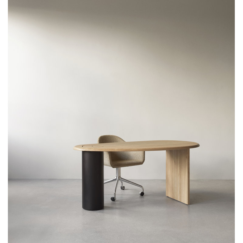 Eclipse Solid Wood Writing Desk, Natural Oak