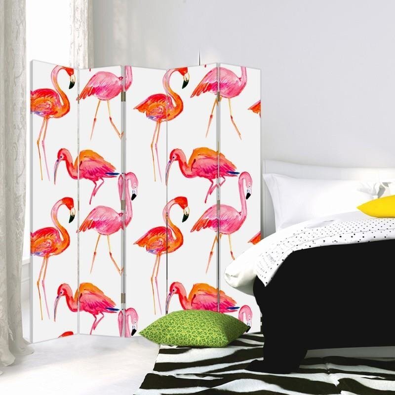 Paravent Flamingos mit 5 Paneelen