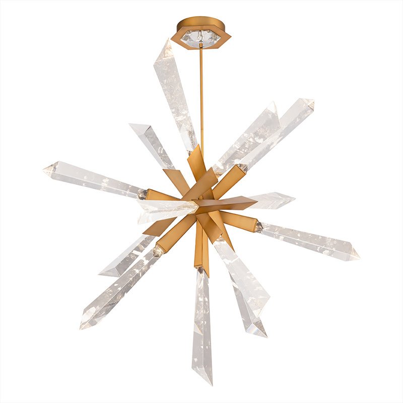 Solitude 12 Light Crystal LED Chandelier, Aged Brass
