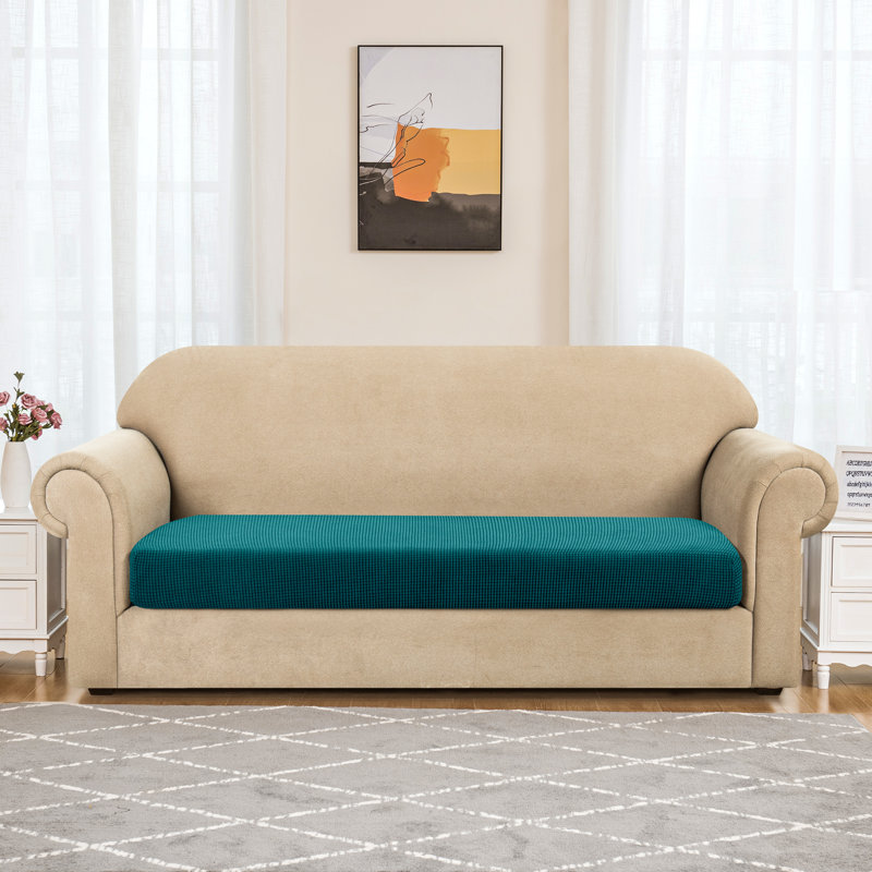 Housse pour canapé à coussins carrés texturés Jacquard Spandex, clair