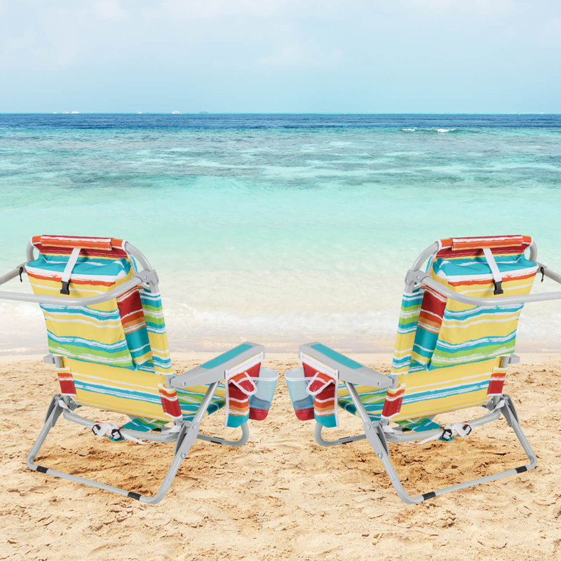 2 Pcs Folding Beach Chair Lightweight Aluminum Camping Chair With Storage Bag