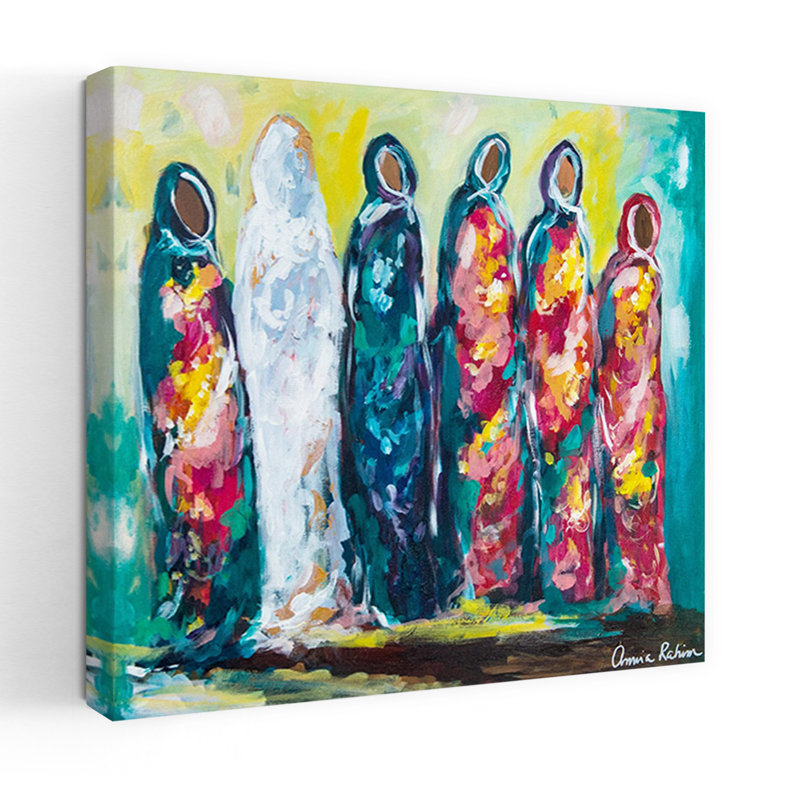 Le mariage, art contemporain abstrait, 18" H x 18" W
