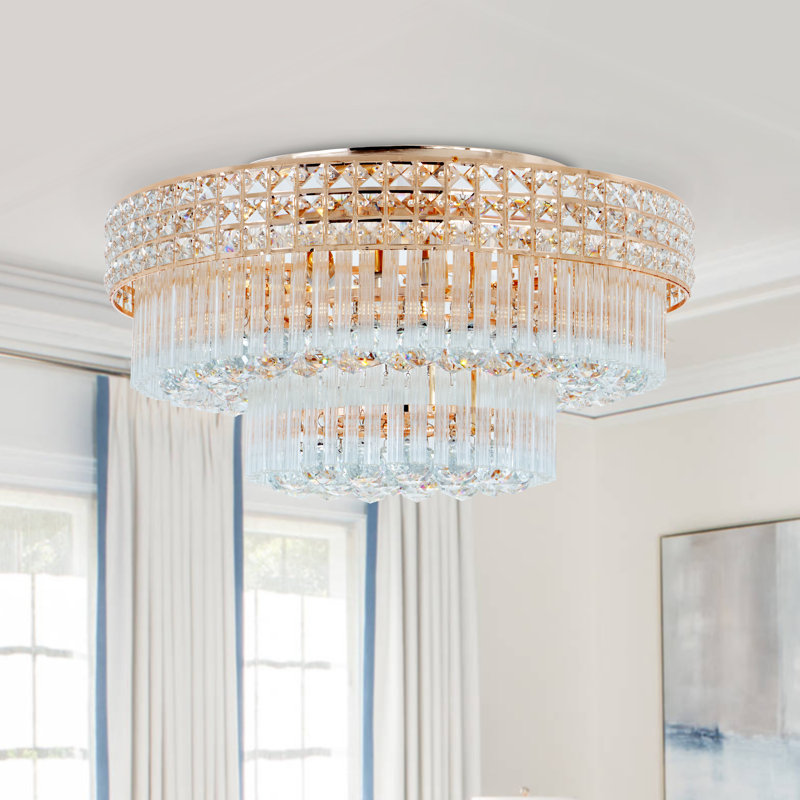 Lustre en cristal à 24 lumières à intensité variable de 24 po avec lumières DEL K9 24 po