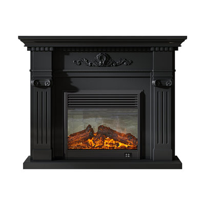 Black Solid Wood Electric Fireplace