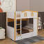 Lit superposé avec garde-corps en forme de maison et lit gigogne, lit superposé en bois avec tablettes de rangement