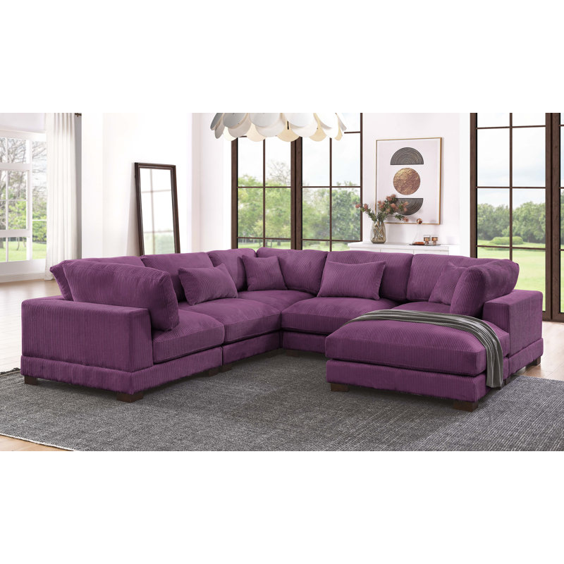 Canapé modulaire Middale, Velours côtelé mauve
