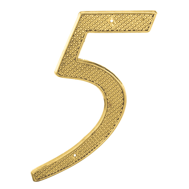 Numéro de maison de 4 po Prime-Line, moulé sous pression, finition laiton, 5