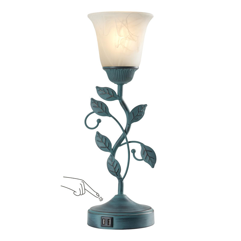 Rhines Metal USB Torchiere Lamp, Retro Green
