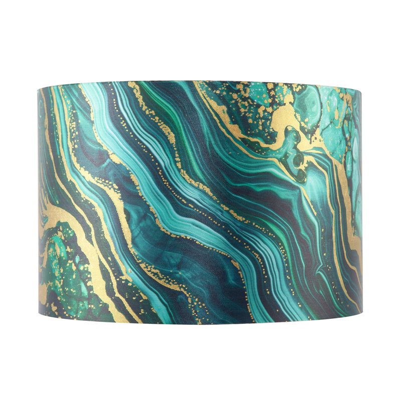 20cm H Satin Drum Lamp Shade ( Screw On ) in Green
