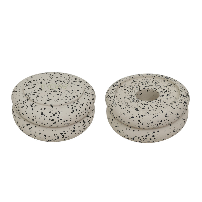 Gabby Stacking Candle Holder In Speckled Cream - Set Of 2, Cream