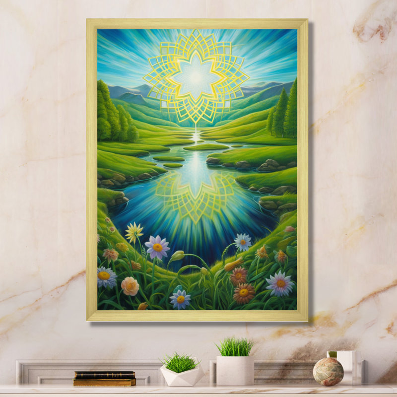 Mandala de printemps magique sur la vallée du paradis - reproduction, H 32 po x l 24 po x P 1 po